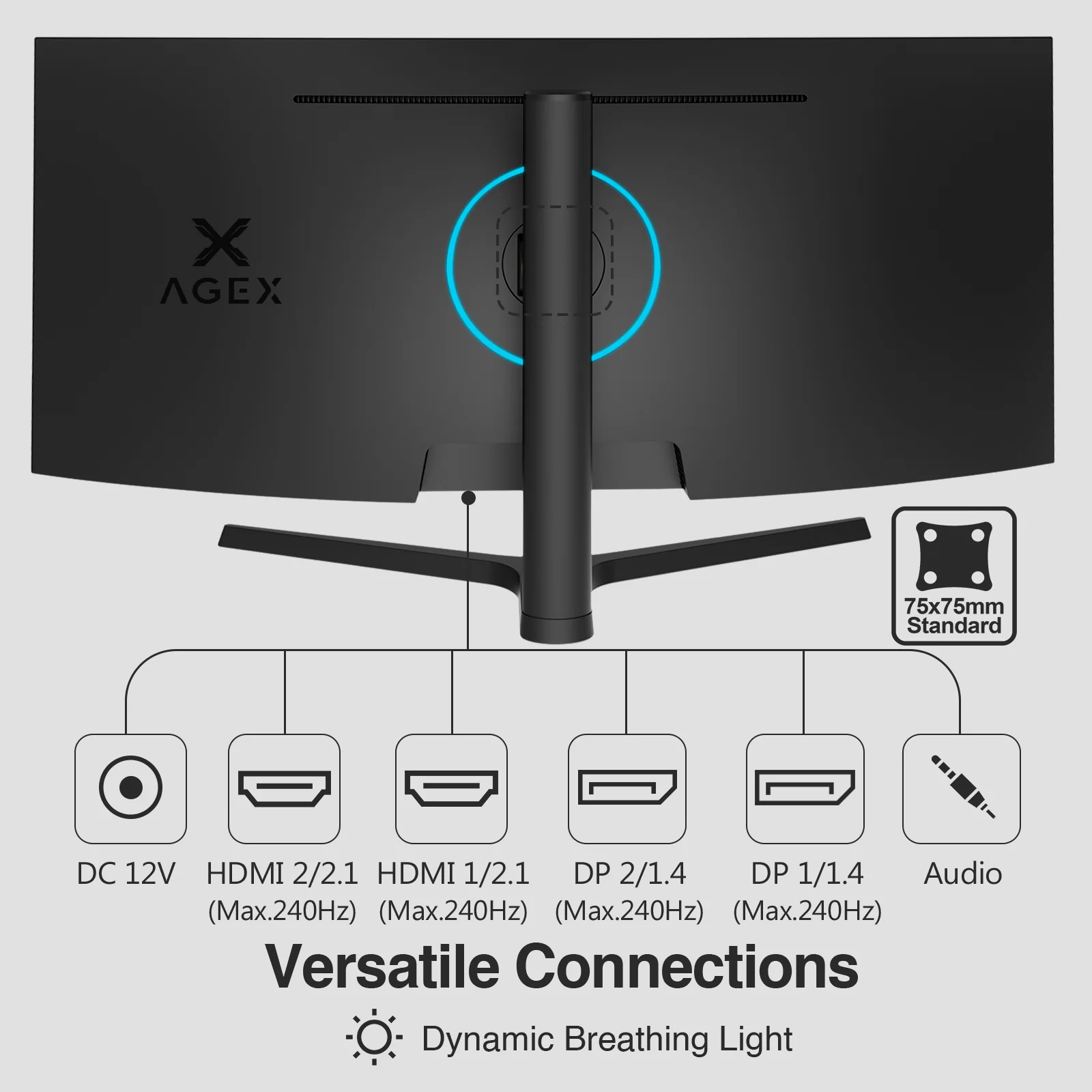 AGEX AG34P 34" 240Hz Ultrawide Curved Gaming Monitor - Image 7