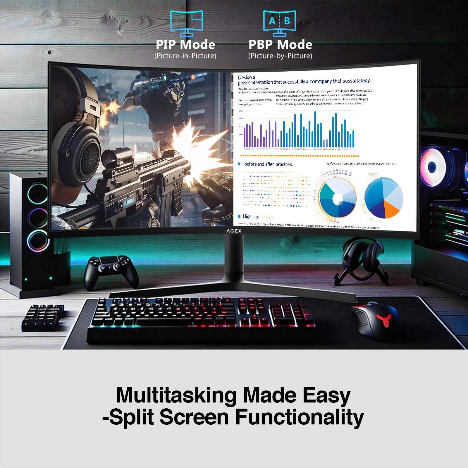 AGEX AG34P 34" 240Hz Ultrawide Curved Gaming Monitor - Image 8