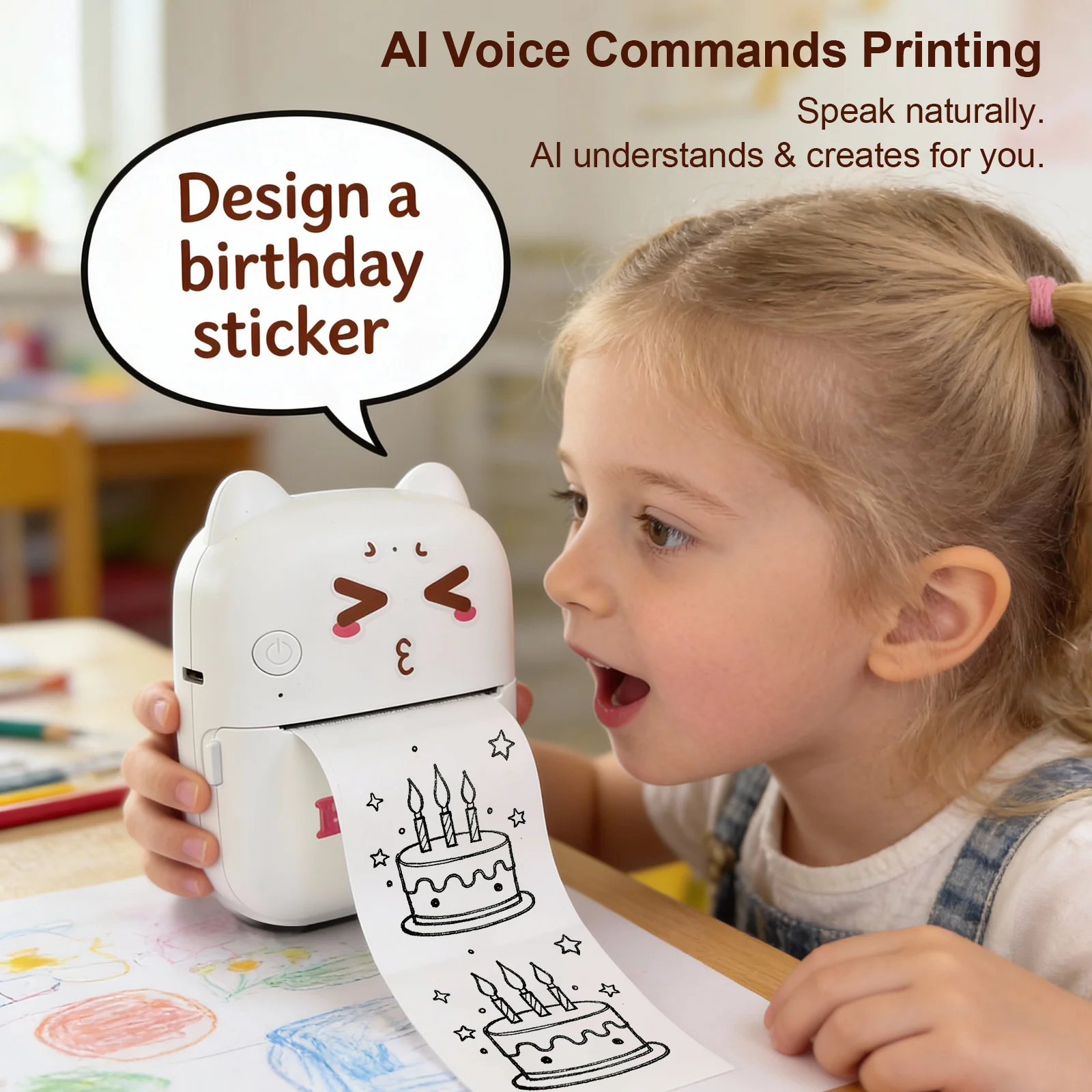 AI Mini Printer Sticker Print Portable Thermal Inkless Maker Bluetooth Pocket Instant Printing for School Office Home for Study Note,Journal,DIY,Gift - Image 3