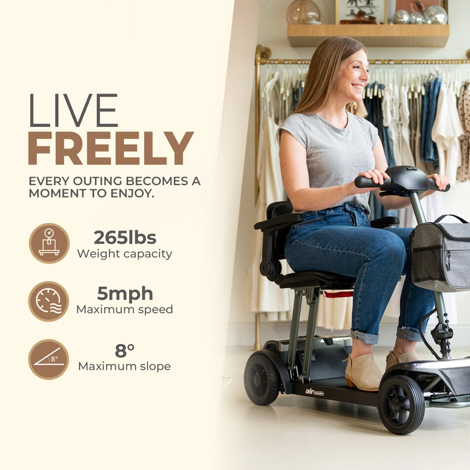 Metro Mobility Powered Scooters, 4 Wheel for Adults Seniors, 265 lbs Capacity Folding Lightweight, 20 Miles Long Travel Range, Air-line Approved Electric Wheelchair with USB Charger Port Black - Image 10