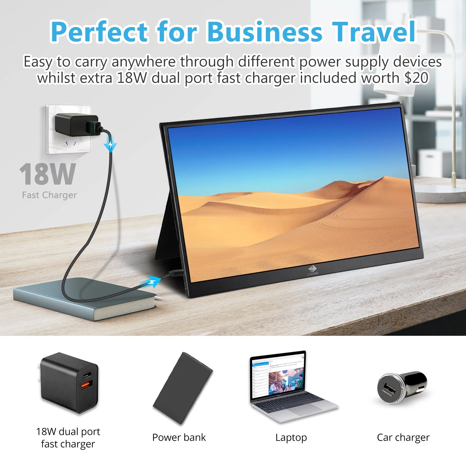 Refurbished: 15.6" IPS Portable Monitor FHD 60Hz USB-C HDMI Included Magnetic Case - Image 8