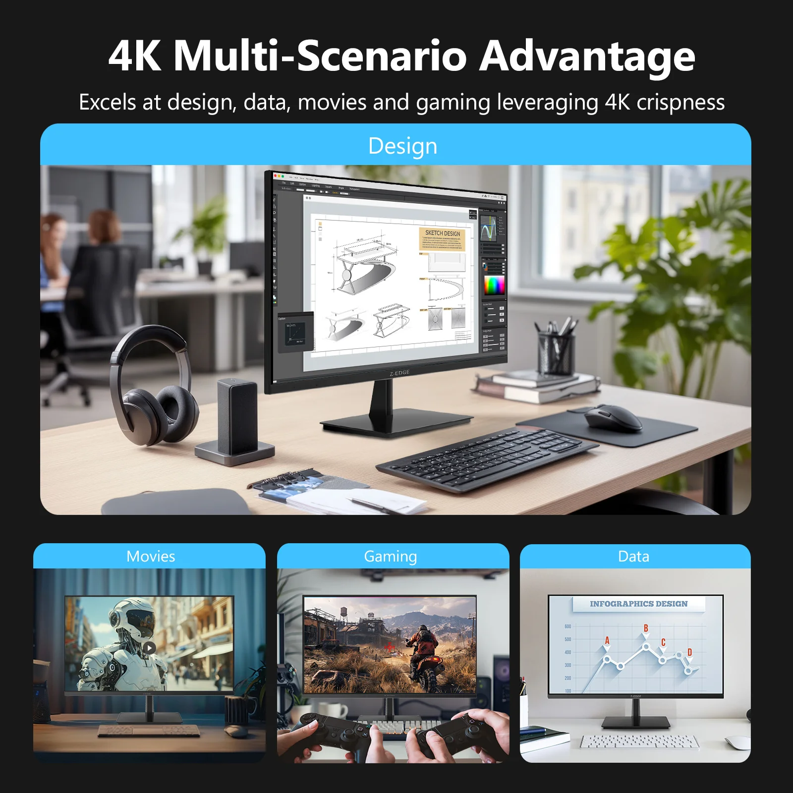 Z-EDGE S274K 27" 120Hz 4K IPS Monitor - Image 9