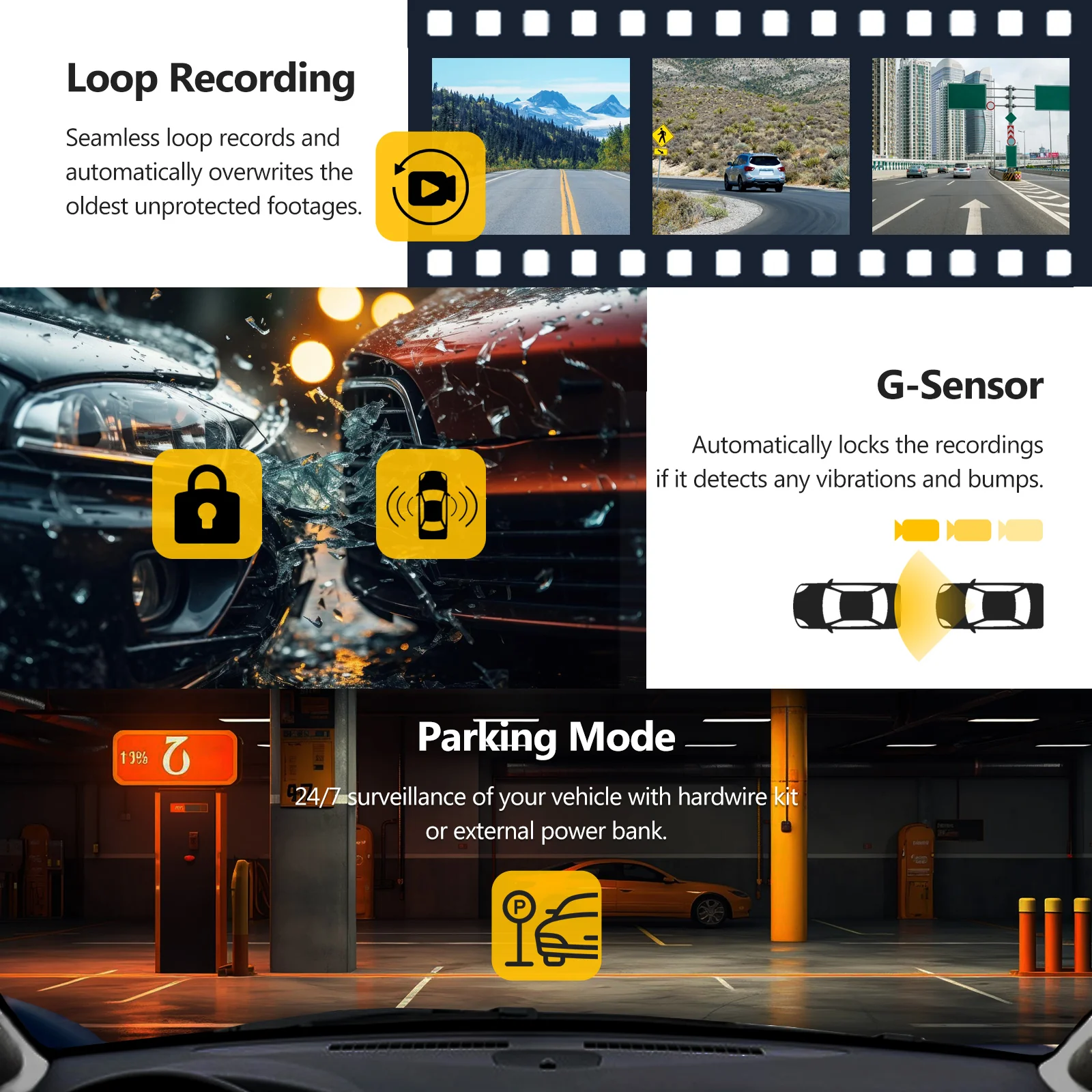 Z-EDGE T3P 3-Channel Touch Screen IR Night Vision & Super Capacitor 4K Dash Cam (64GB Card Included) - Image 8