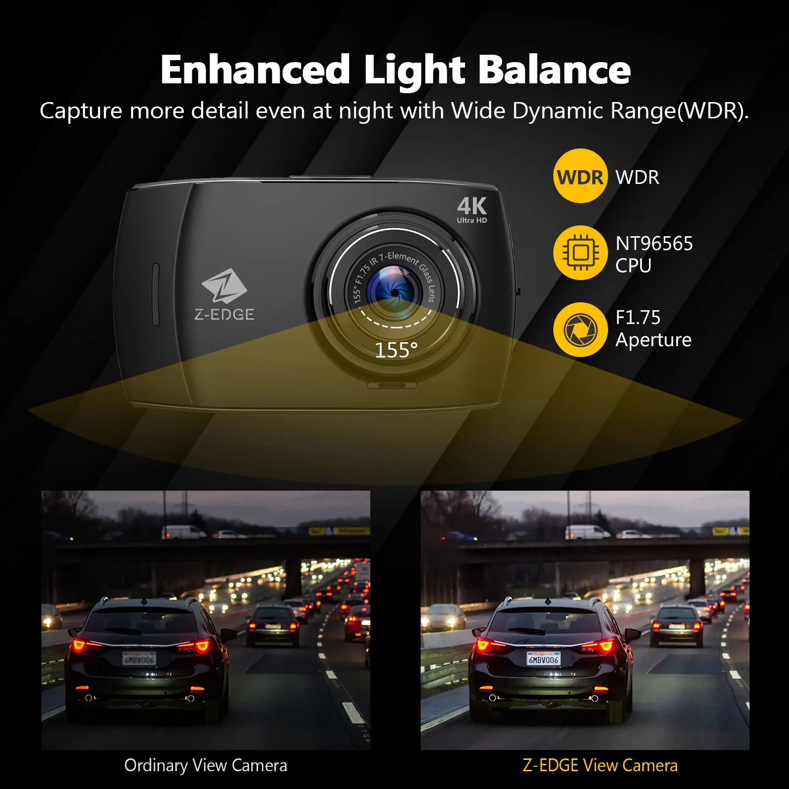 Z-EDGE T4 4" Touch Screen 4K Dual Dashcam (32GB MicroSD Card Included) - Image 5