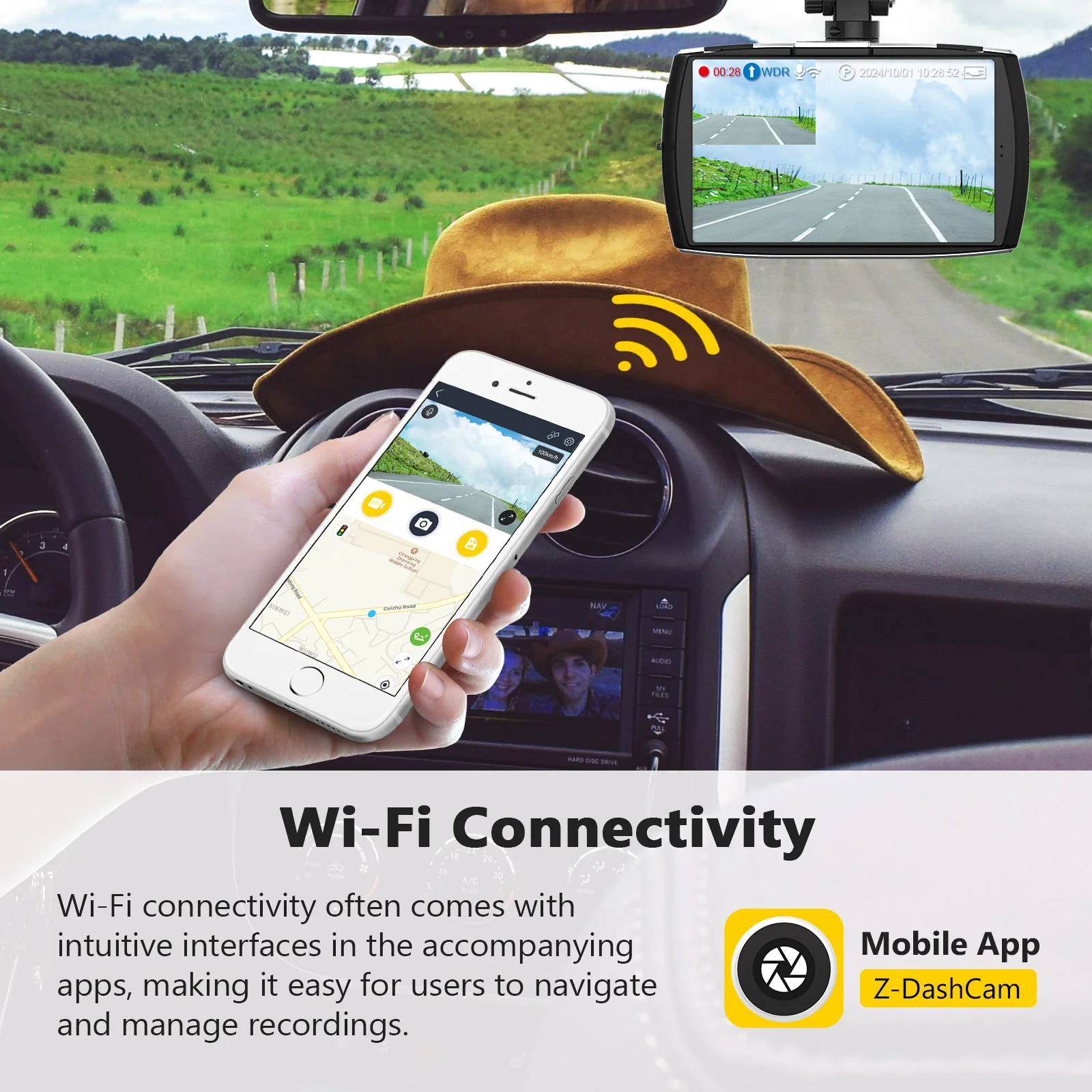 Z-EDGE T4 4" Touch Screen 4K Dual Dashcam (32GB MicroSD Card Included) - Image 3
