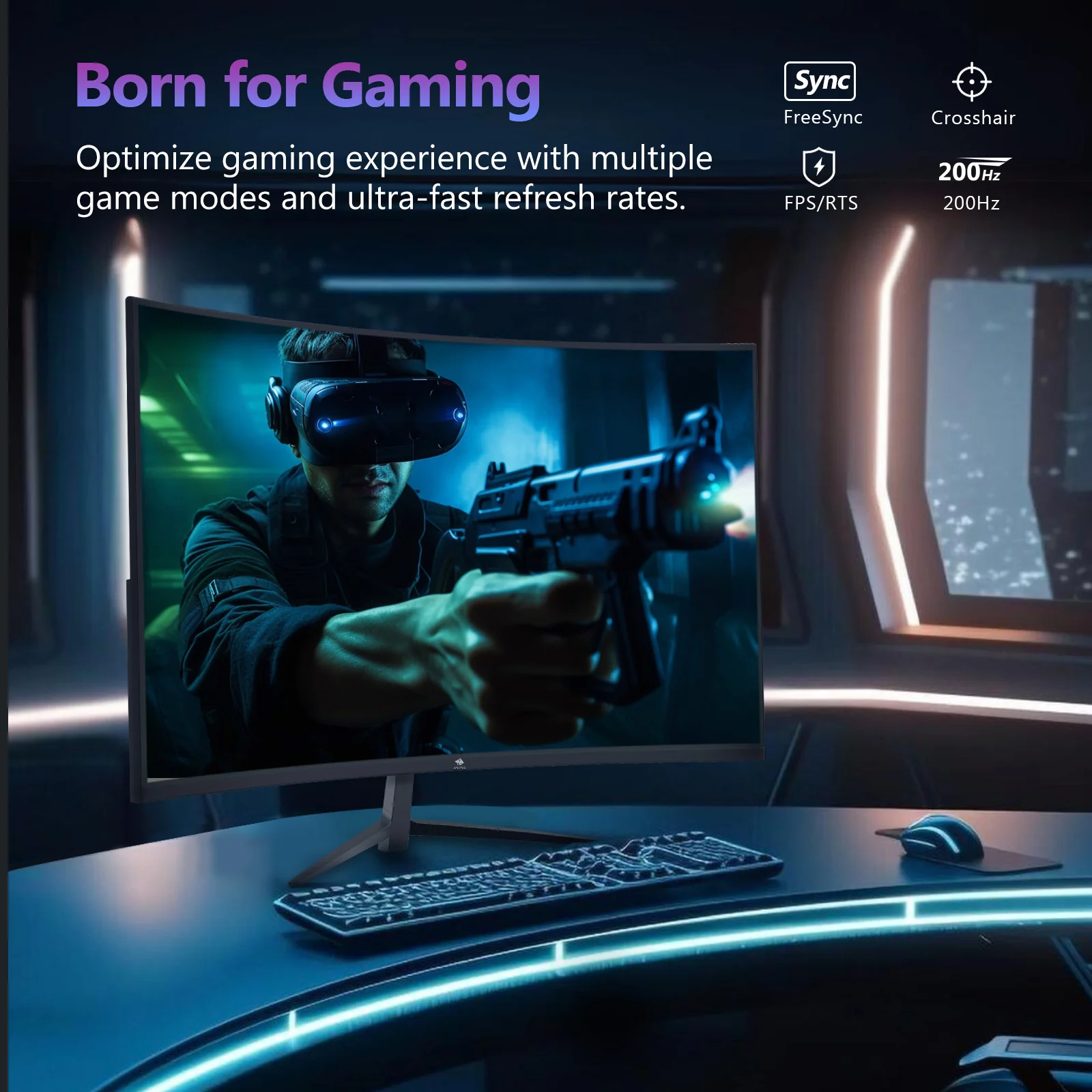 Refurbished: Z-EDGE 27” 200Hz Curved Gaming Monitor 1ms Full HD 1080P HDMI & DP Port Support Universal Mount - Image 5