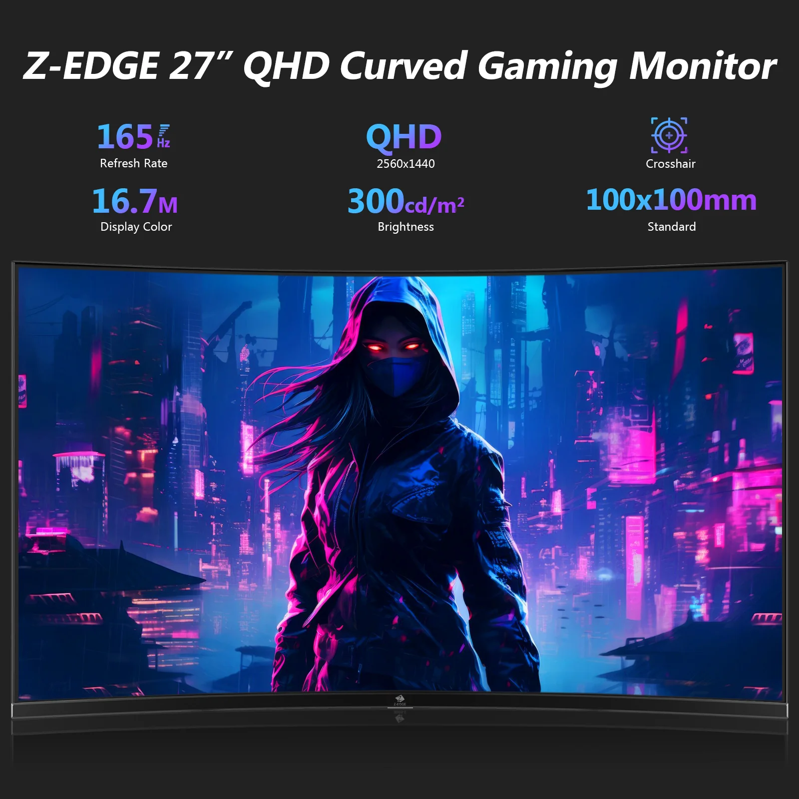 Z-EDGE UG27Q 27'' 165Hz QHD Curved Gaming Monitor - Image 6