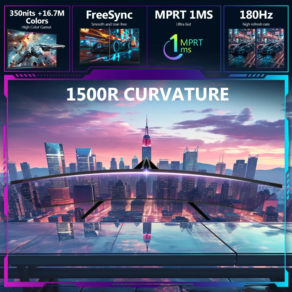 Z-EDGE UG27 27" 180Hz Curved Gaming Monitor - Image 3