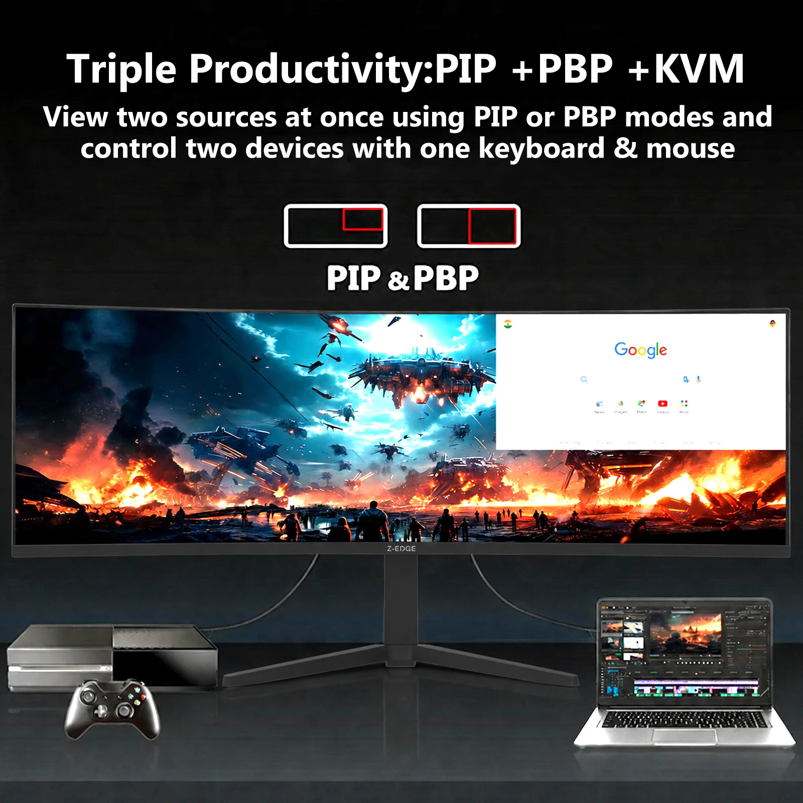 Z-EDGE UG49W 49" 165Hz 32:9 DQHD Curved Gaming Monitor - Image 3