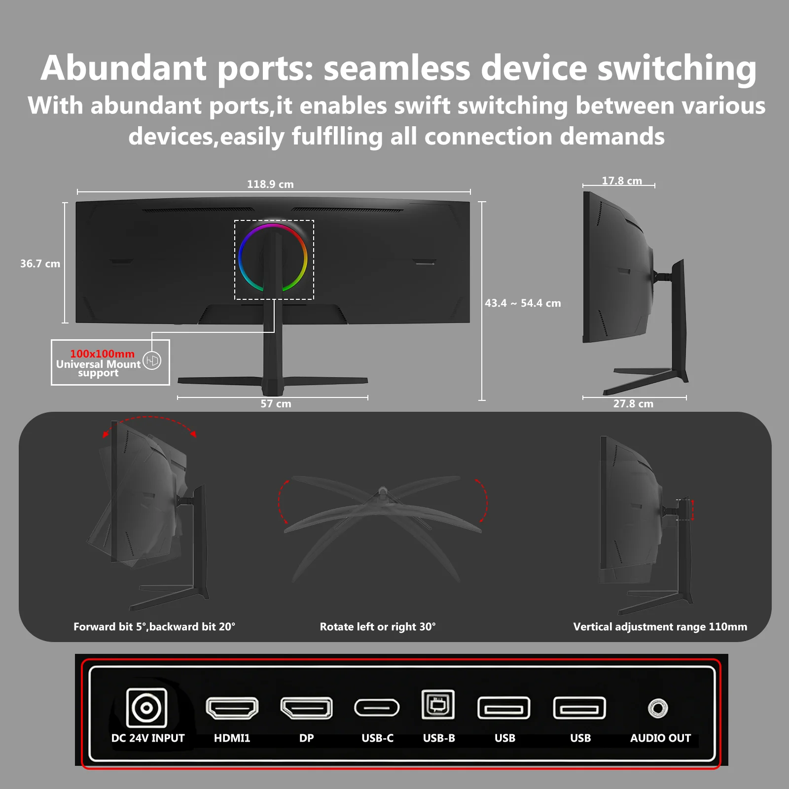 Z-EDGE UG49W 49" 165Hz 32:9 DQHD Curved Gaming Monitor - Image 8