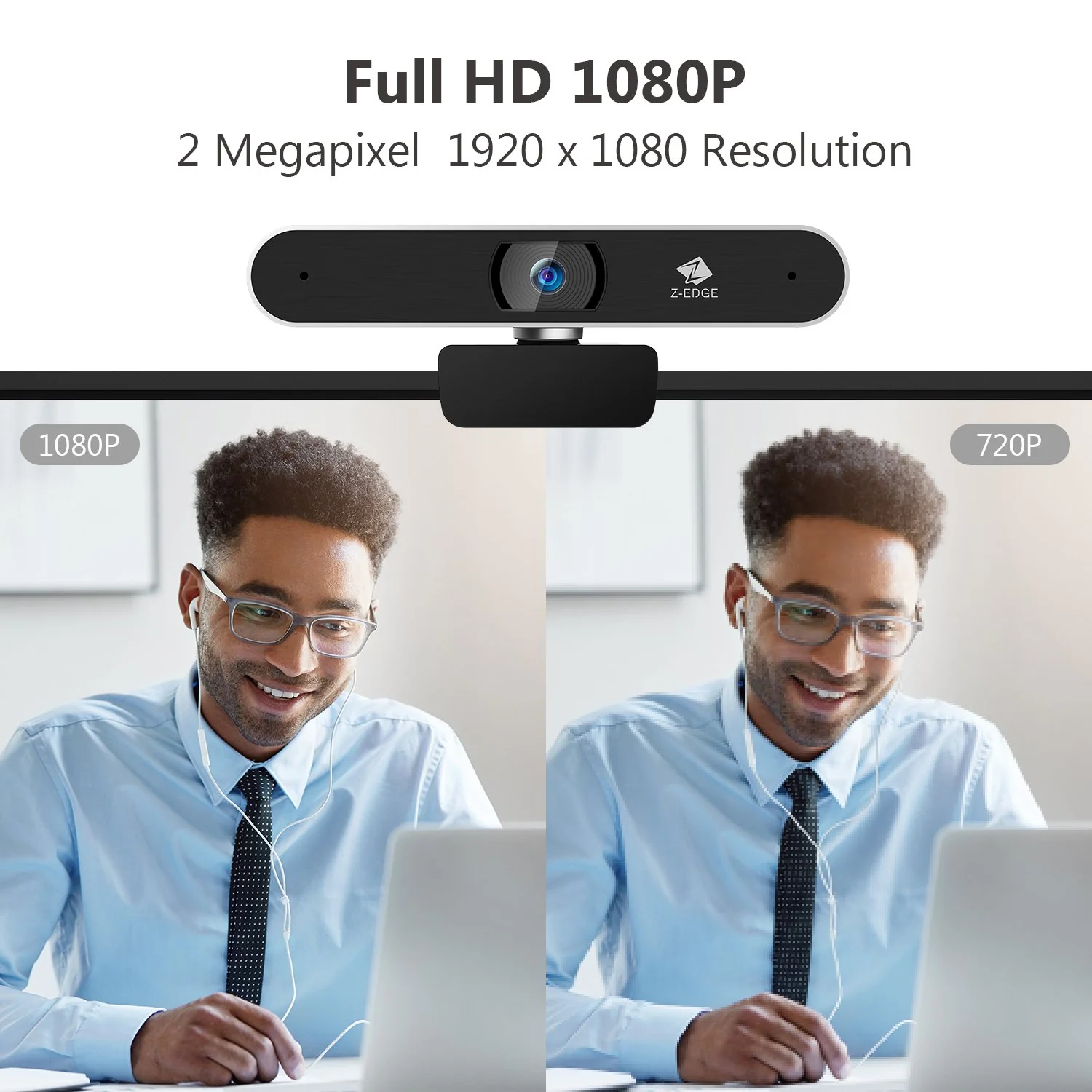 Z-EDGE ZW511 Full HD 1080P Webcam Auto Focus Web Camera for PC/Desktop/Laptop, Built-in Dual Stereo Microphone, Plug & Play, Compatible with Windows/Android/MAC OS - Image 3